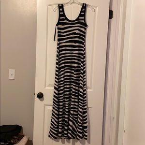 Calvin Klein black and white stripe maxi dress